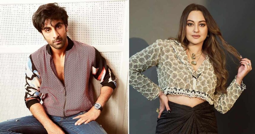 सोनाक्षी सिन्हा इंटरव्यू देती हुईं, गंभीर अभिव्यक्ति के साथ कैमरे की ओर देखते हुए; बैकग्राउंड में स्टूडियो सेटअप।