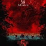 $2025$ में रिलीज़ हो रही Stranger Things सीज़न 5 के पात्रों (Eleven, Mike, Will, Dustin, Lucas, Max) का समूह जो Upside Down से अंतिम लड़ाई के लिए तैयार है, जिसमें $1980$ के दशक की नॉस्टैल्जिया और रहस्यमय माहौल है।