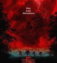 $2025$ में रिलीज़ हो रही Stranger Things सीज़न 5 के पात्रों (Eleven, Mike, Will, Dustin, Lucas, Max) का समूह जो Upside Down से अंतिम लड़ाई के लिए तैयार है, जिसमें $1980$ के दशक की नॉस्टैल्जिया और रहस्यमय माहौल है।