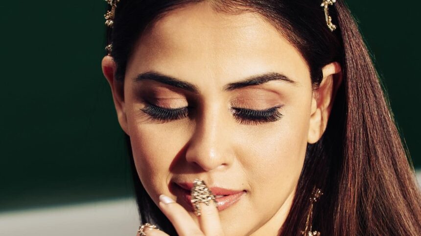 जेनलिया डी’सूजा मिनिमल फ्लोरल आइवरी साड़ी में स्टाइलिश और ग्रेसफुल लुक में