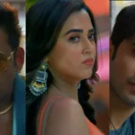 तेजस्वी प्रकाश और रवि किशन फिल्म साइको सैयां के ट्रेलर के एक सीन में नजर आते हुए, जहां कहानी रोमांस और थ्रिल का मिश्रण दिखाती है।