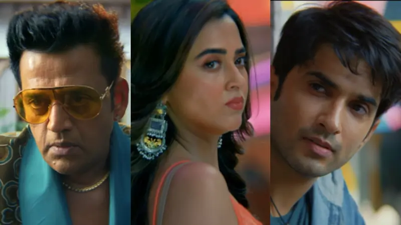 तेजस्वी प्रकाश और रवि किशन फिल्म साइको सैयां के ट्रेलर के एक सीन में नजर आते हुए, जहां कहानी रोमांस और थ्रिल का मिश्रण दिखाती है।