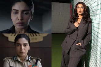 भूमि पेडनेकर ‘दलदल’ वेब सीरीज में डीसीपी रीता फरेरा के ग्रे किरदार में अभिनय करती हुईं।