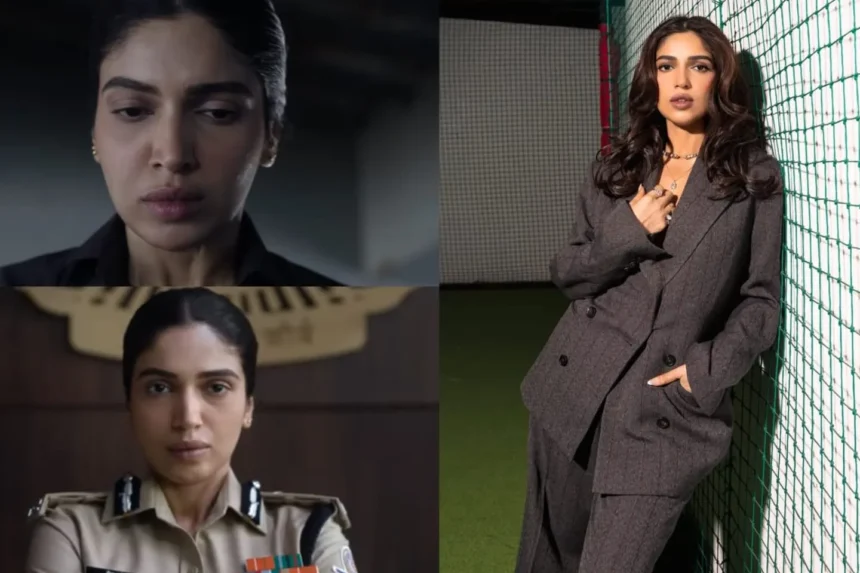 भूमि पेडनेकर ‘दलदल’ वेब सीरीज में डीसीपी रीता फरेरा के ग्रे किरदार में अभिनय करती हुईं।