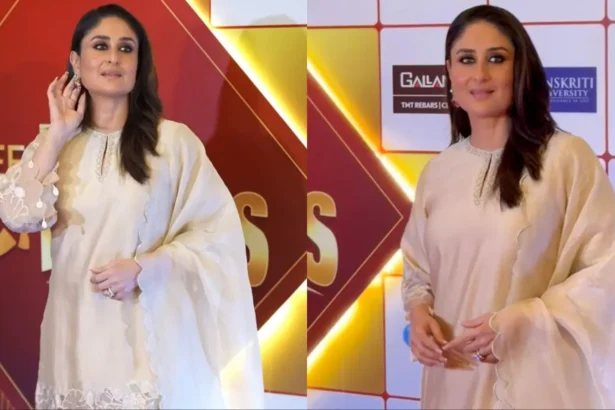 मुंबई में Zee Samvad Real Heroes Awards 2026 में चंदेरी एथनिक सेट पहने करीना कपूर