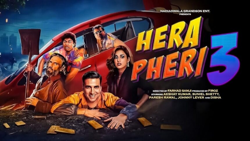 अक्षय कुमार की फिल्म हेरा फेरी 3 का पोस्टर, जो कानूनी विवाद में फंसी है और अधिकारों को लेकर कोर्ट में मामला दर्ज हुआ है