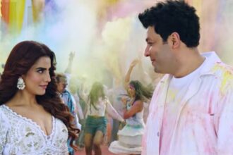 अक्षरा सिंह और वरुण शर्मा होली सॉन्ग ‘होली पे चले गोली’ के रंगीन डांस सीक्वेंस में परफॉर्म करते हुए।