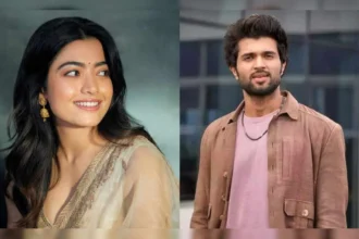 विजय देवरकोंडा और रश्मिका मंदाना पारंपरिक दक्षिण भारतीय वेडिंग आउटफिट में उदयपुर के आईटीसी मोमेंटोस में शादी के दौरान सात फेरे लेते हुए