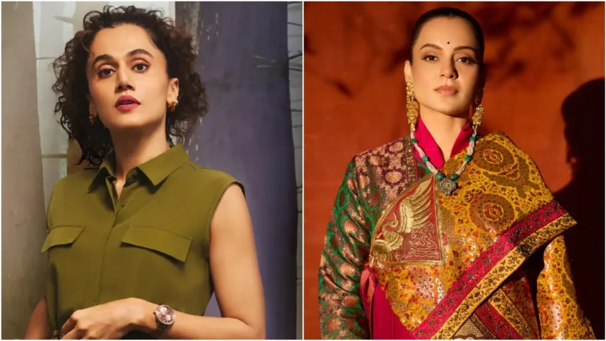 Taapsee Pannu मीडिया इंटरव्यू में मुस्कुराते हुए, जहां उन्होंने Kangana Ranaut के साथ दोस्ती की इच्छा जताई और पुराने विवाद पर खुलकर बात की।