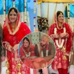 रैपर बादशाह और पंजाबी एक्ट्रेस ईशा रिखी शादी के दौरान वरमाला पहने हुए, परिवार के बीच सादगी भरे समारोह में मुस्कुराते नजर आ रहे हैं।