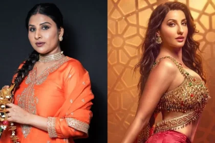 नोरा फतेही और संजय दत्त फिल्म ‘केडी: द डेविल’ के विवादित गाने ‘सरके चुनर तेरी सरके’ में परफॉर्म करते हुए, जिस पर सोशल मीडिया पर भारी विवाद हुआ।