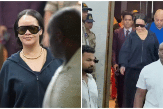 रिहाना मुंबई एयरपोर्ट पर स्टाइलिश अंदाज में पहुंचते हुए, पपाराजी को हाथ हिलाकर अभिवादन करती नजर आ रही हैं