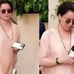 हल्के गुलाबी सूट, मंगलसूत्र और हरी चूड़ियों में नजर आ रहीं Kangana Ranaut, वायरल वीडियो के बाद शादी की अफवाहें तेज।
