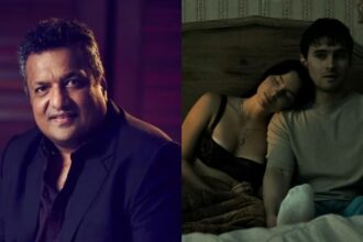 फिल्ममेकर संजय गुप्ता की तस्वीर के साथ हॉलीवुड हॉरर फिल्म 'Obsession' का पोस्टर, ए-रेटेड फिल्म को नाबालिग बच्चों द्वारा देखे जाने के दावे पर उठे विवाद को दर्शाता हुआ।