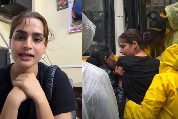 स्टूडेंट प्रोटेस्ट के दौरान वायरल वीडियो में अपनी बात रखती नजर आ रही एक्ट्रेस आयेशा खान।