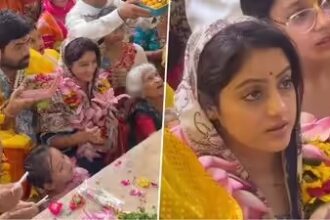 दीपिका सिंह अपने परिवार के साथ वृंदावन मंदिर में दर्शन और पूजा-अर्चना करती हुईं।