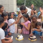 "Comedian Harsh Gujral celebrating Independence Day with NGO children in Noida, cutting cake and distributing chocolates"