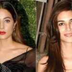 Split image featuring two female celebrities posing in different photographs.