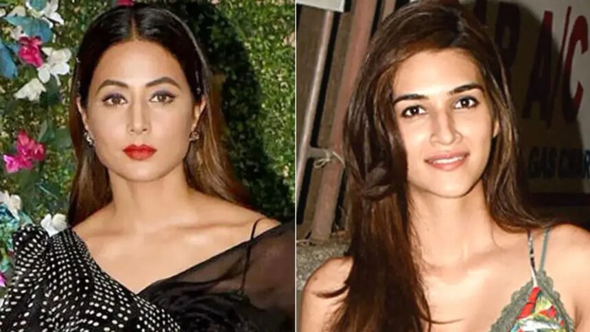 Split image featuring two female celebrities posing in different photographs.