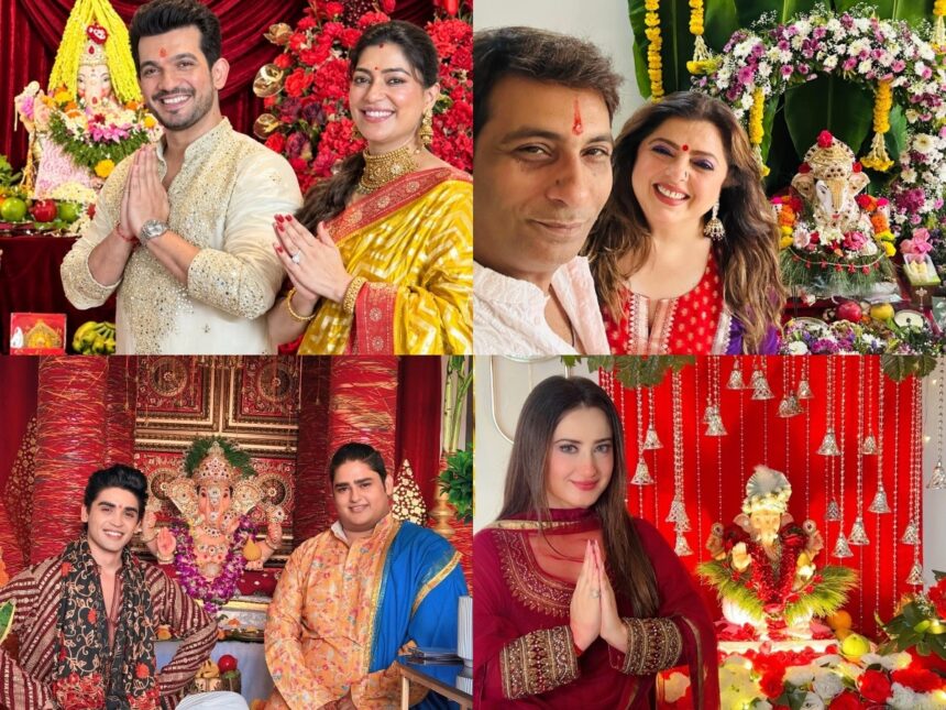 Ganesh Chaturthi पर Bappa का स्वागत करते Arjun Bijlani, Delnaaz Irani और Aalisha Panwar