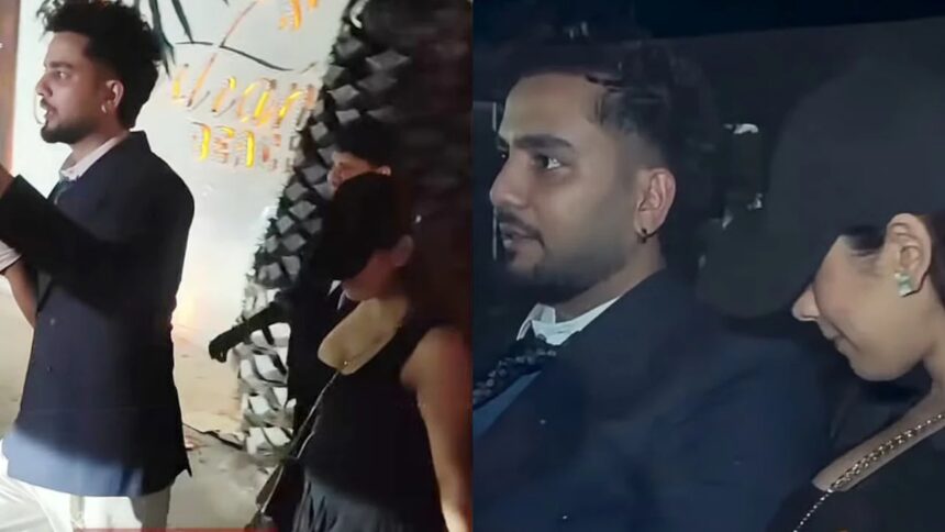 A man and a woman pictured together during an event and while travelling in a car.