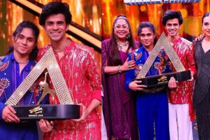 India's Best Dancer Season 5 के विजेता रितेश पाल और कोरियोग्राफर प्रतीक उटेकर ट्रॉफी के साथ