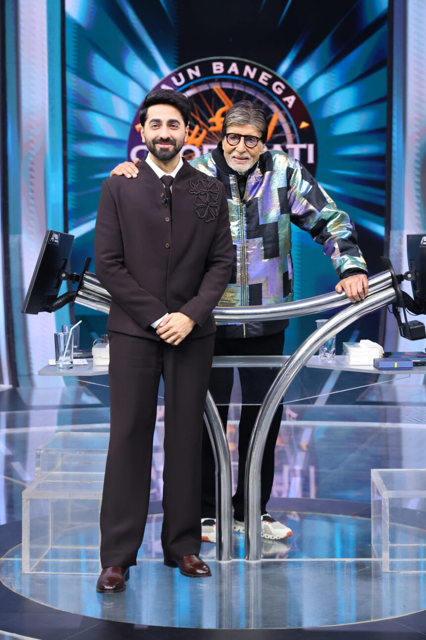 KBC 18 के सेट पर अमिताभ बच्चन के साथ आयुष्मान खुराना और सारा अली खान