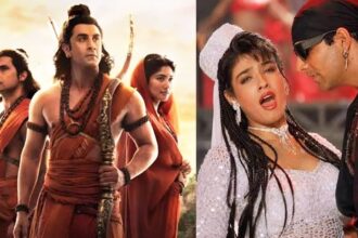 फिल्म मोहरा में अक्षय कुमार और रवीना टंडन की जोड़ी, फिल्म की री-रिलीज को लेकर चर्चा।