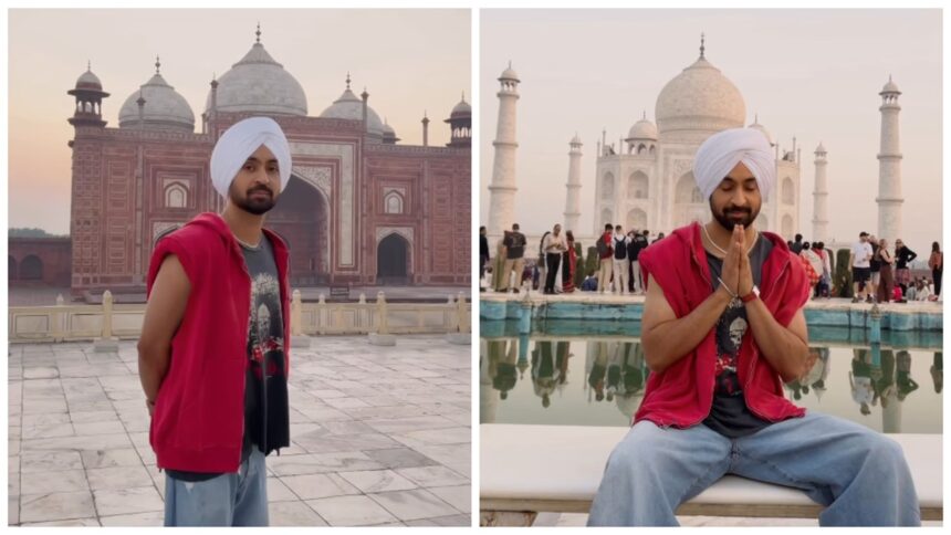 Diljit Dosanjh visits the Taj Mahal in Agra before his Aura India Tour 2026.