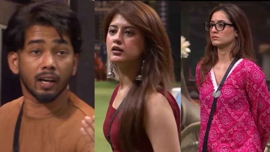 ScoutOP, Arishfa Khan and Uditi during a heated argument in Bigg Boss 20.